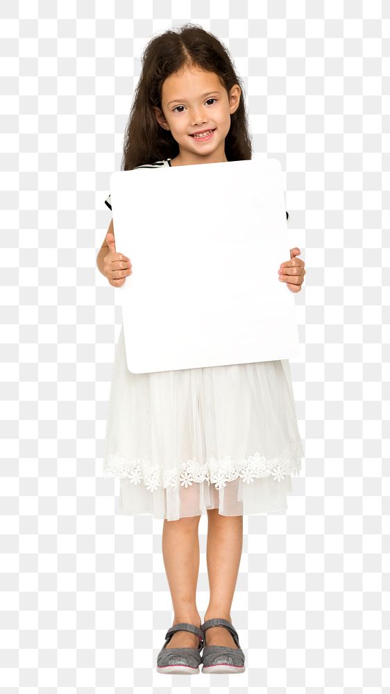 Blank sign girl png, transparent background