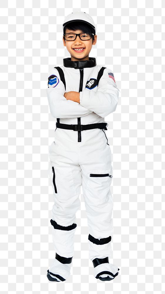 Astronaut costume kid png, transparent background