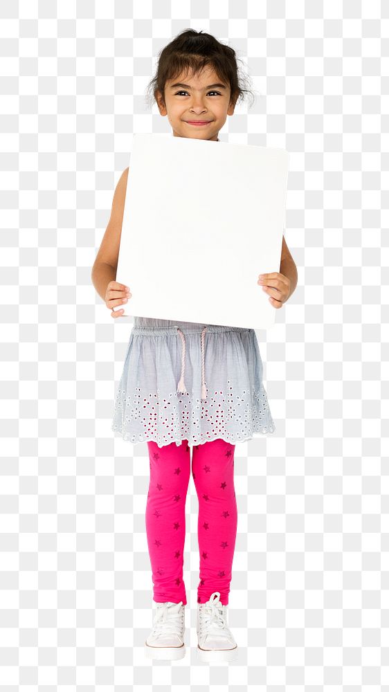 Blank sign png girl holding, transparent background