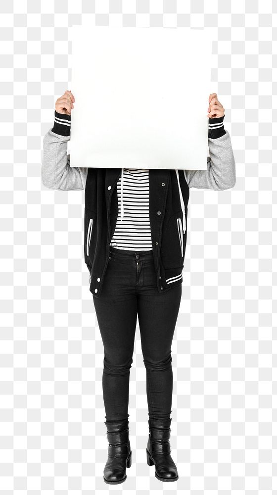 Blank poster png, man holding, transparent background