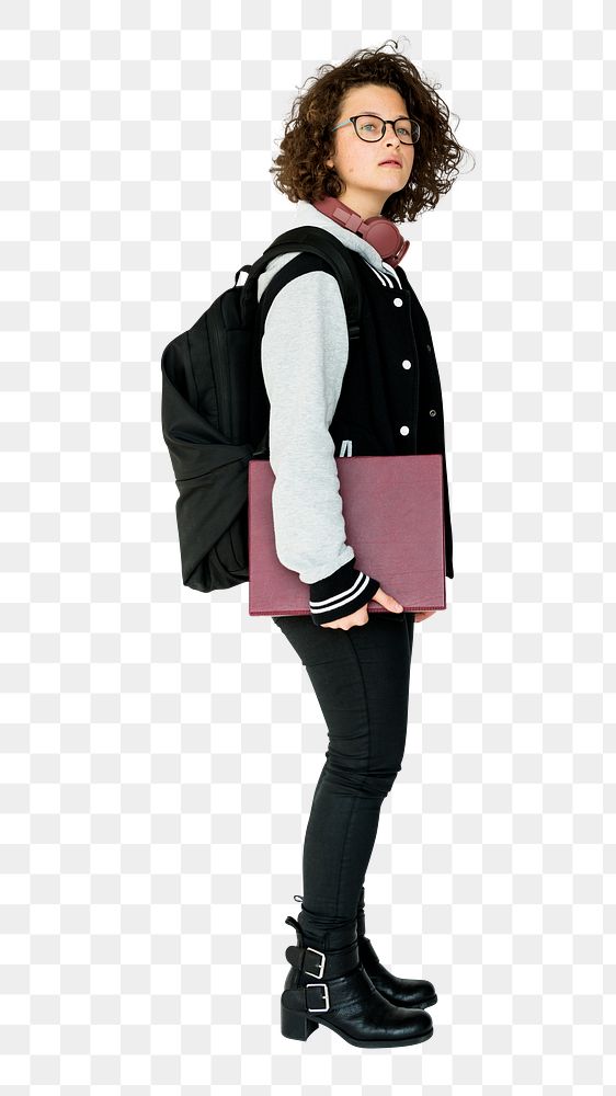 Woman student standing  png, transparent background