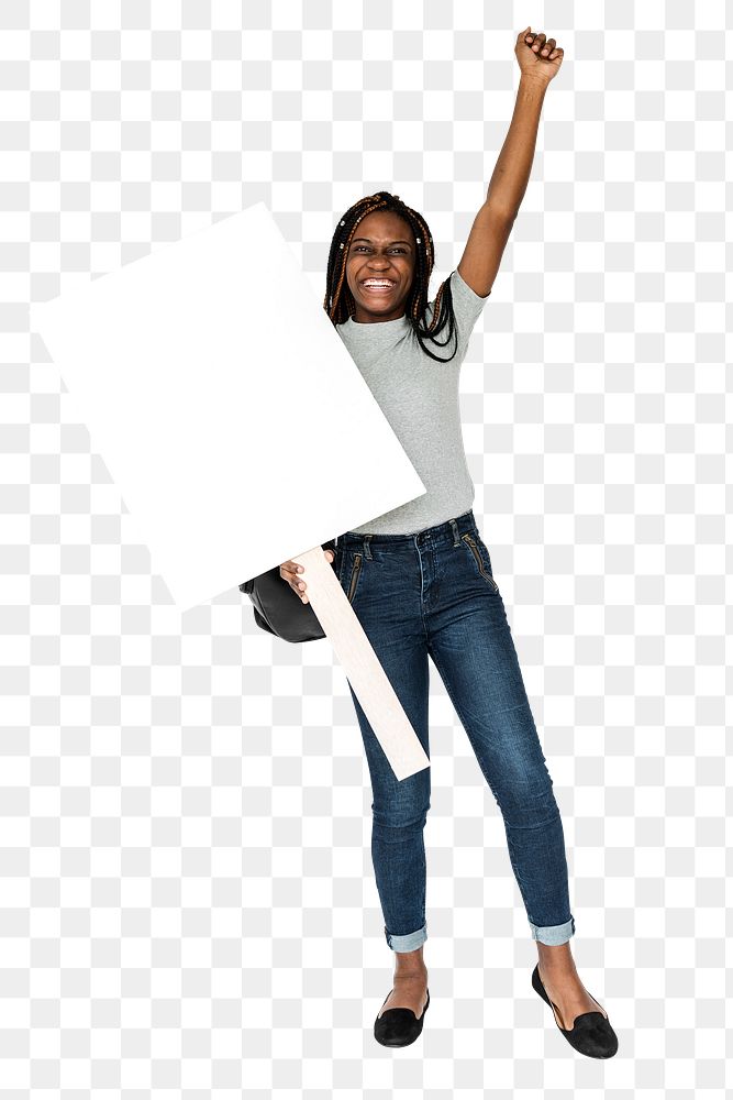 Blank banner png, woman holding, transparent background