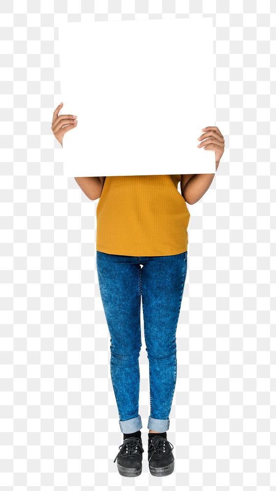 Empty Placard woman png, transparent background