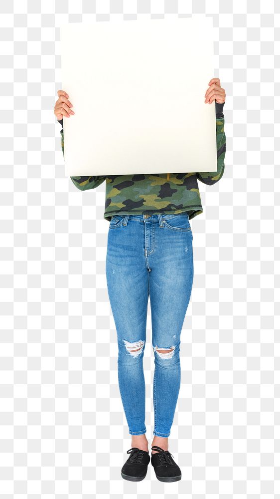 Empty Placard woman png, transparent background