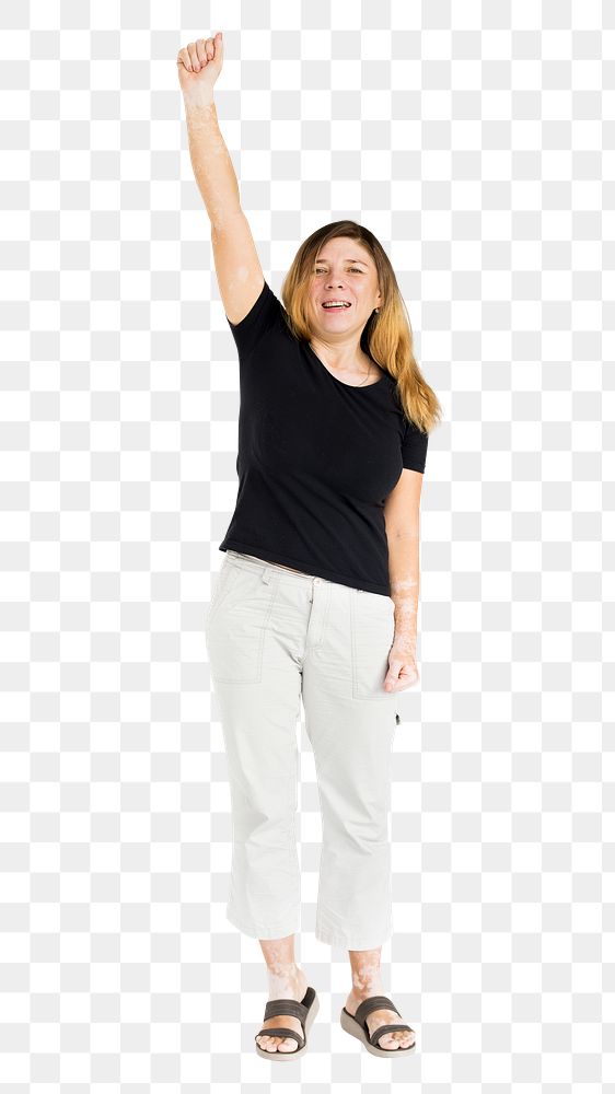 Woman cheering png, transparent background