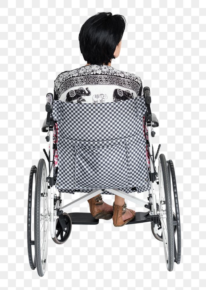 Senior woman on wheelchair png, transparent background