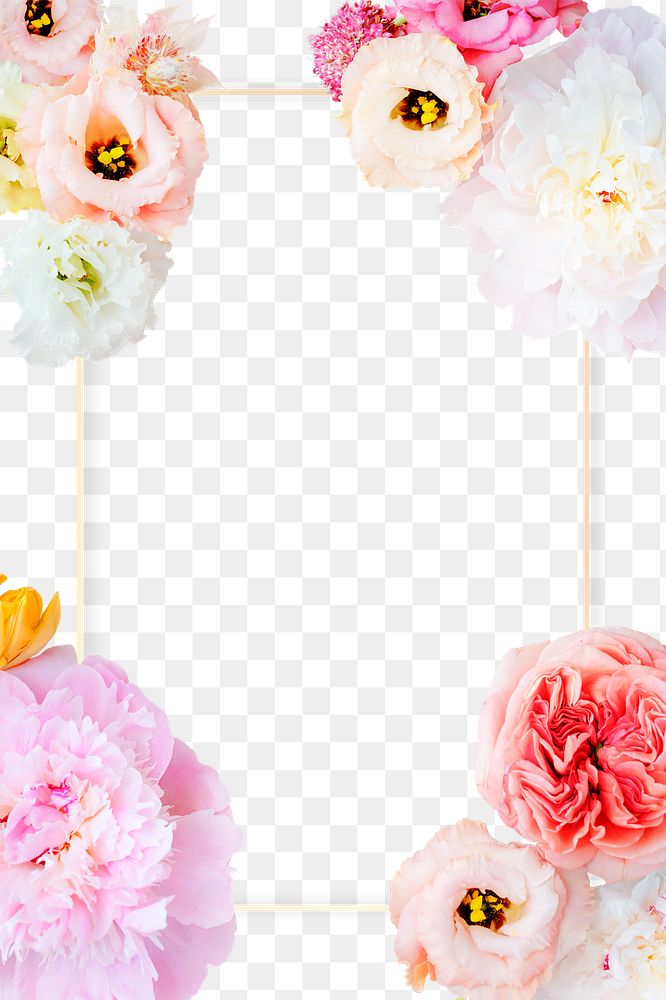 Flower frame png element, transparent background