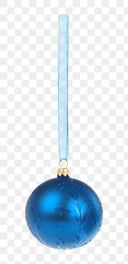 Ornament ball png, blue, isolated object, transparent background