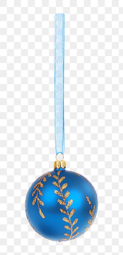 Ornament ball png, blue, isolated object, transparent background