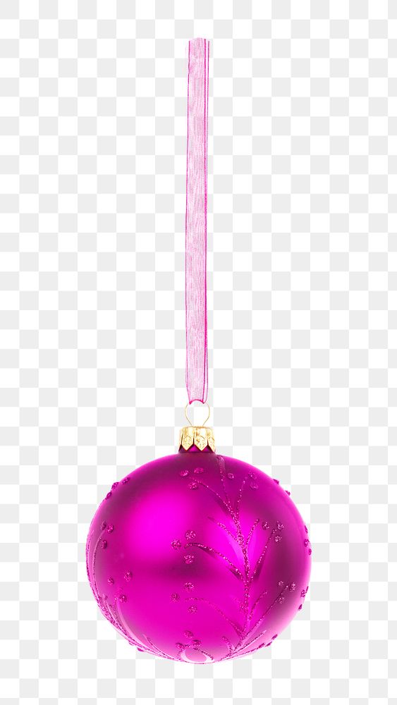 Ornament ball png, pink, isolated object, transparent background