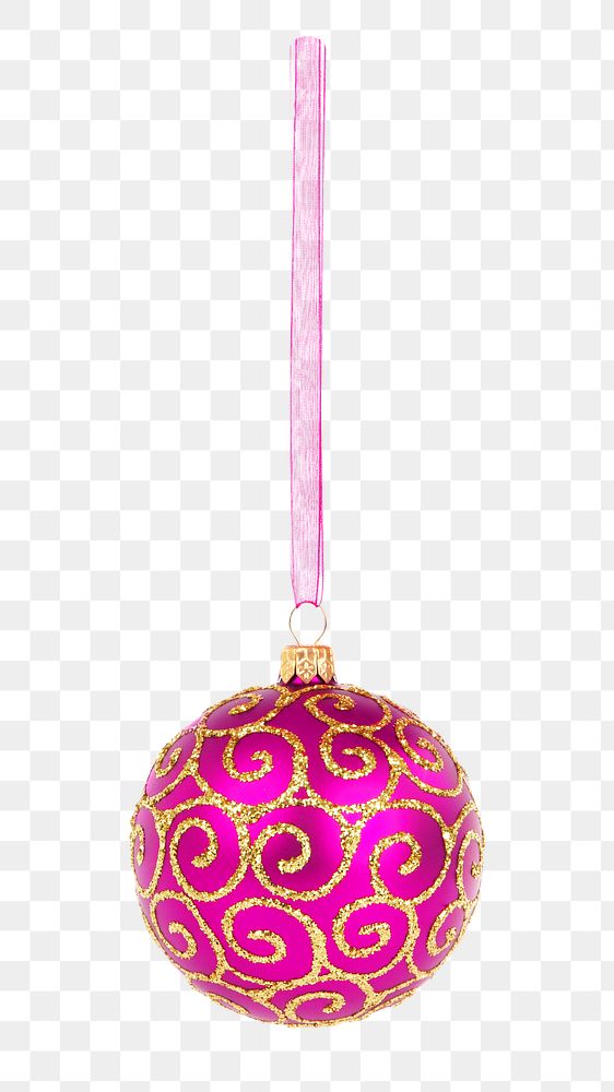 Ornament ball png, pink, isolated object, transparent background