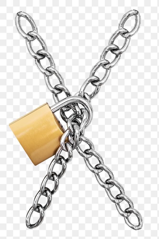 Digital security png lock chain, transparent background