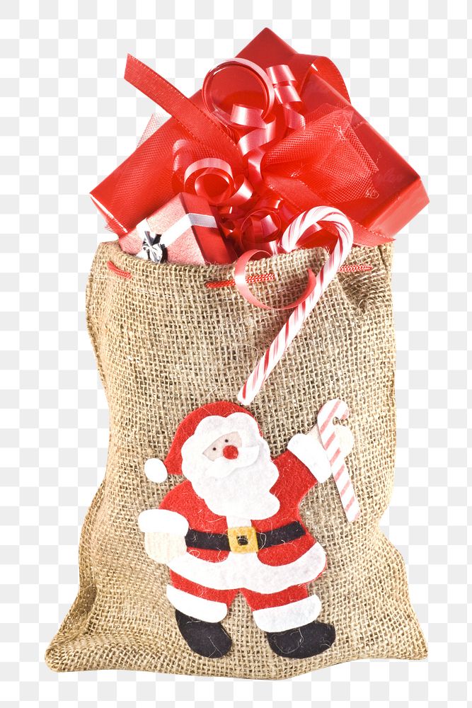 Png sack of presents, isolated object, transparent background