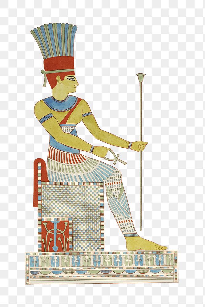 Egypt god png vintage illustration, transparent background