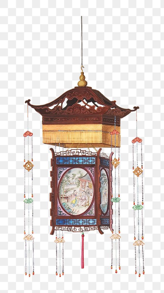 Japanese hanging lantern png, vintage illustration, transparent background. Remixed by rawpixel.