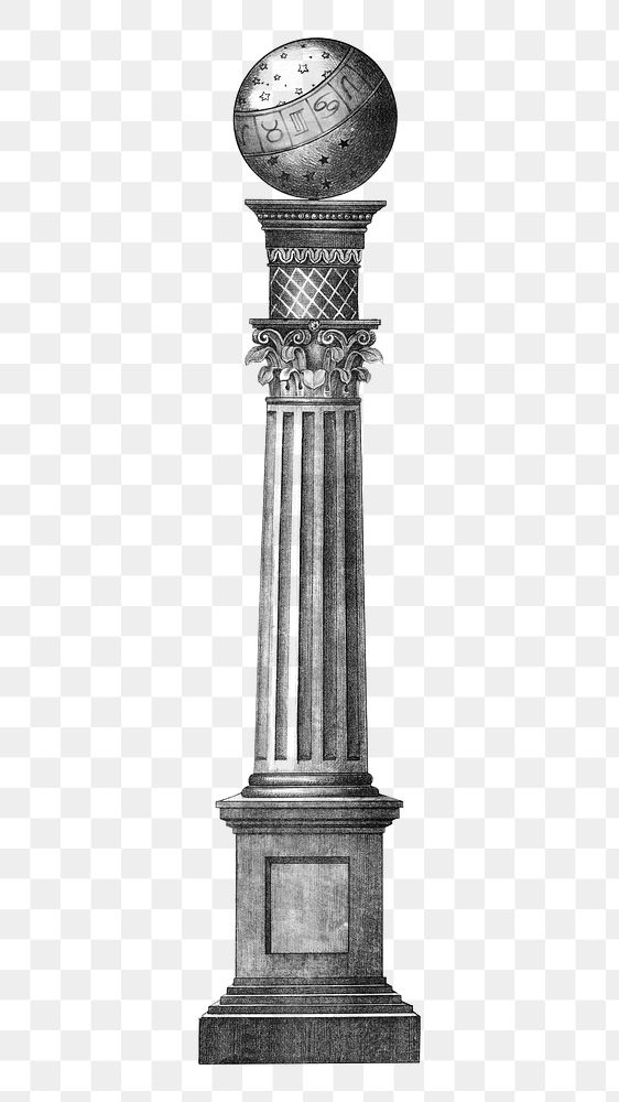 Ancient pillar png, vintage architecture illustration, transparent background. Remixed by rawpixel.