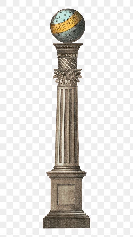 Ancient pillar png, vintage architecture illustration, transparent background. Remixed by rawpixel.