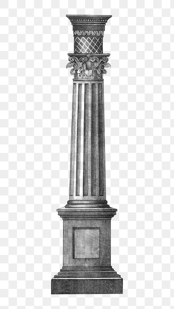 Ancient pillar png, vintage architecture illustration, transparent background. Remixed by rawpixel.