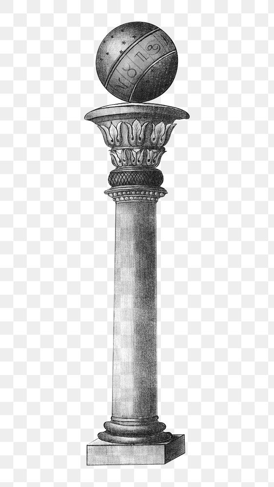 Ancient pillar png, vintage architecture illustration, transparent background. Remixed by rawpixel.