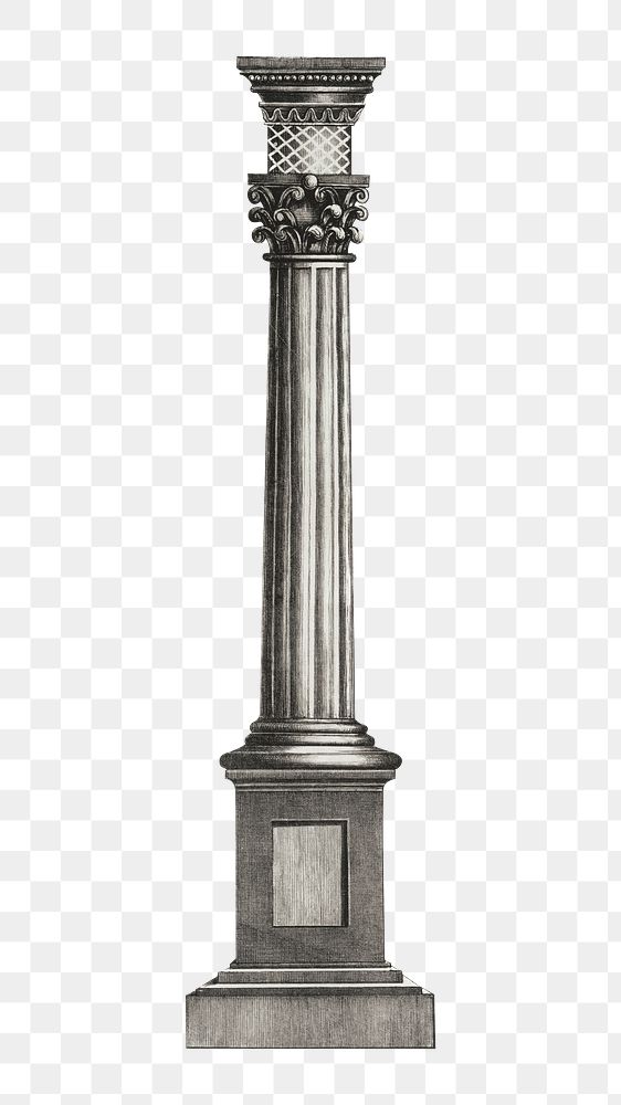 Ancient pillar png, vintage architecture illustration, transparent background. Remixed by rawpixel.