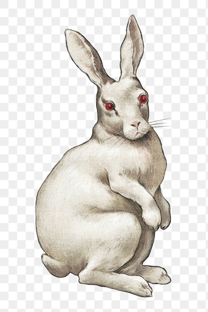 Rabbit png, vintage animal illustration, transparent background. Remixed by rawpixel.