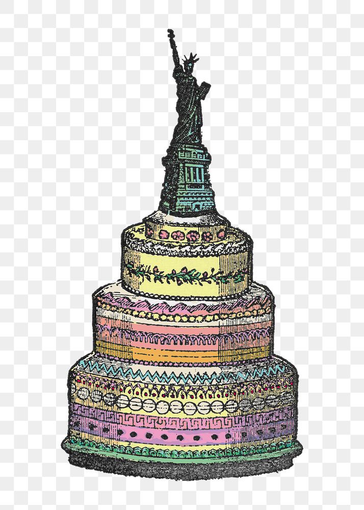 Vintage cake png Statue of Liberty, transparent background. Remixed by rawpixel. 