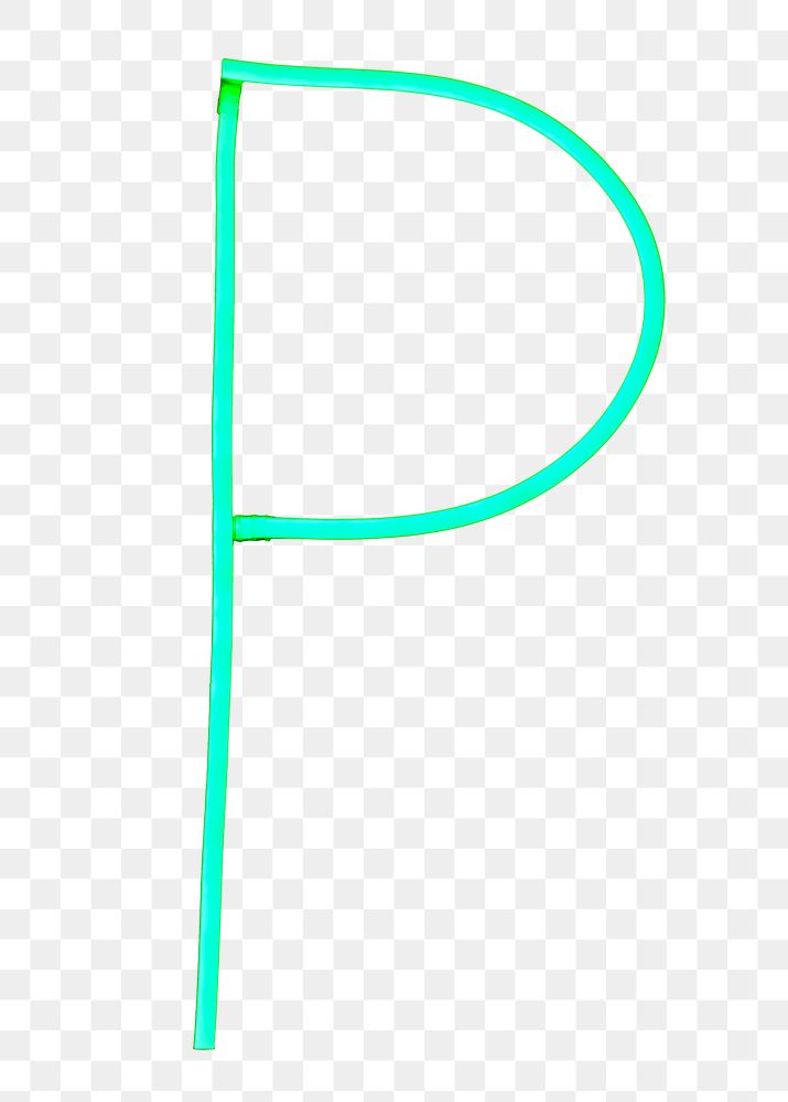 PNG P alphabet letter, green neon lights transparent background