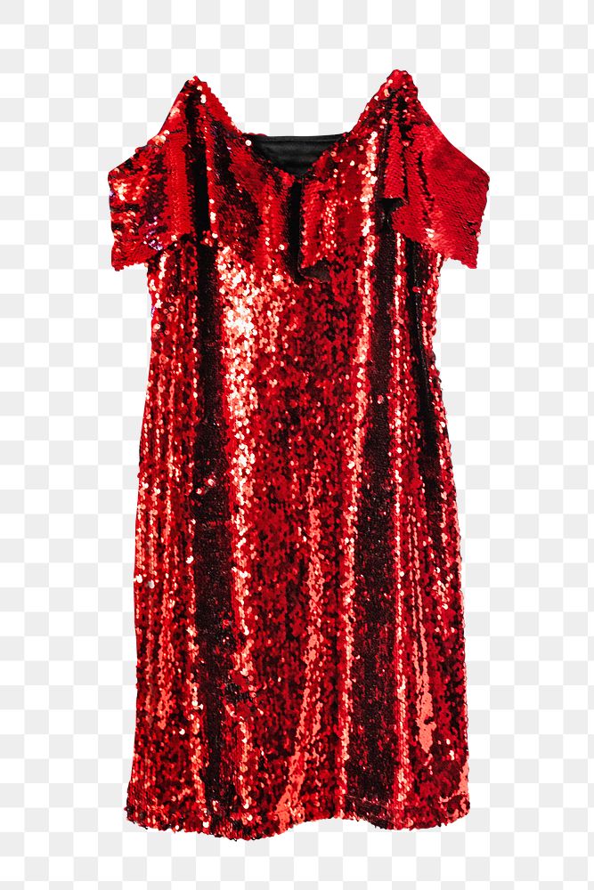 Png red sequin dress, isolated image, transparent background