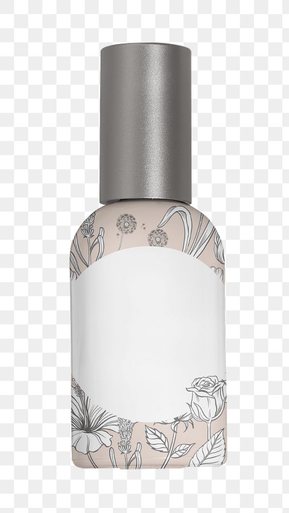 Floral spray bottle png beauty product packaging, transparent background