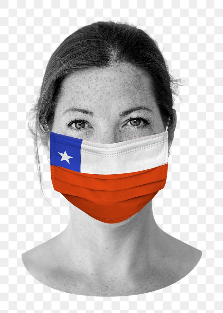 Chilean flag png face mask, transparent background