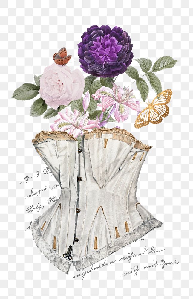 Floral corset png sticker, transparent background