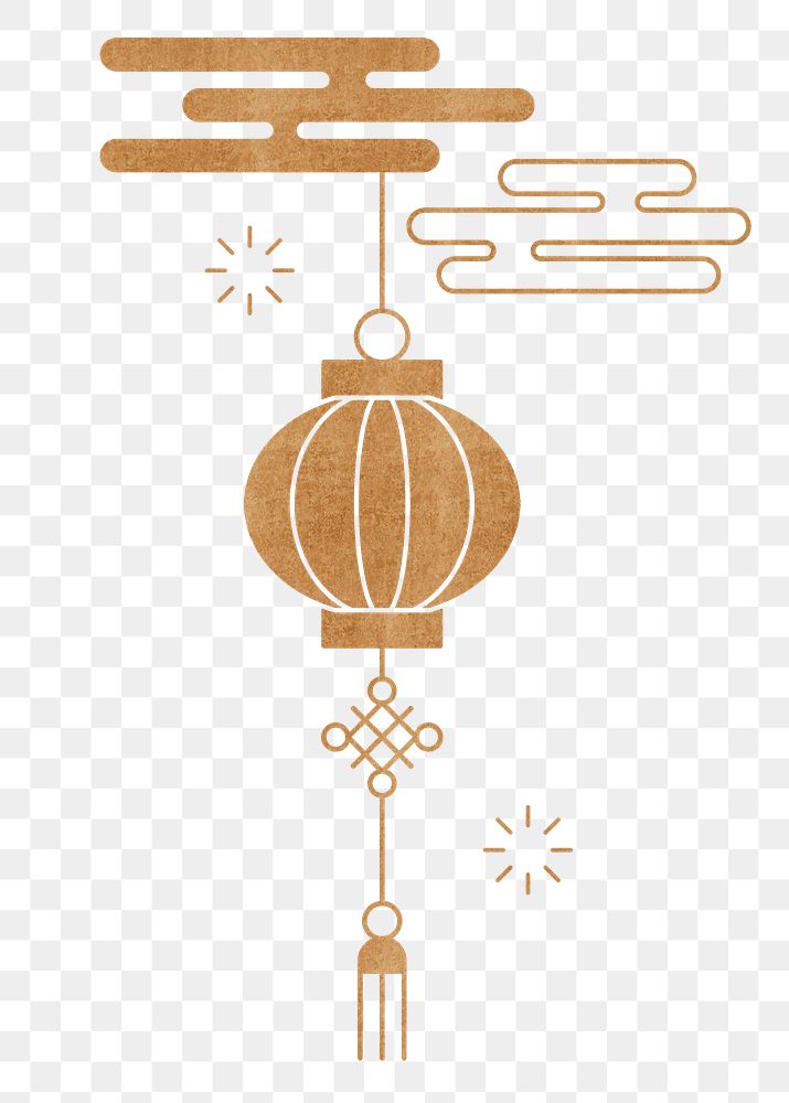 Gold Chinese lantern png sticker, transparent background