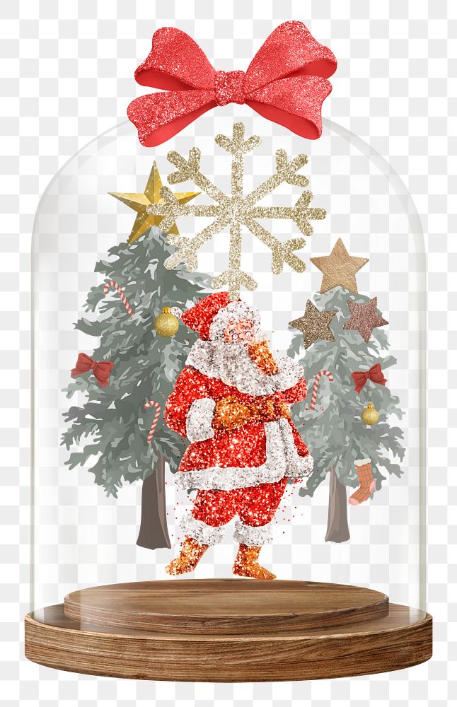 Png Christmas Santa snow globe sticker, transparent background