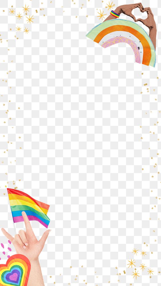 LGBTQ pride png border frame, transparent background