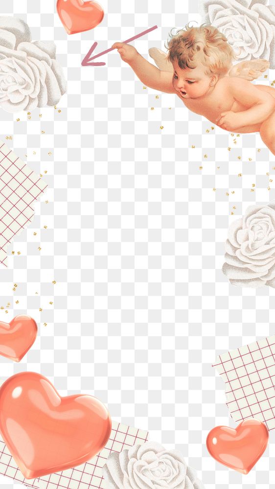 Valentine's cupid png frame, transparent background