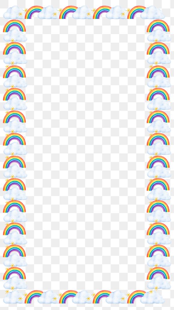 Rainbow patterned png frame, transparent background