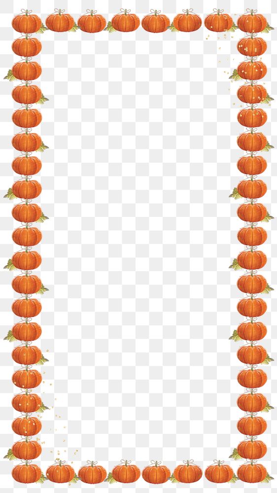 Pumpkin patterned png frame, transparent background