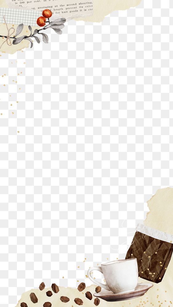 Coffee aesthetic png border, transparent background