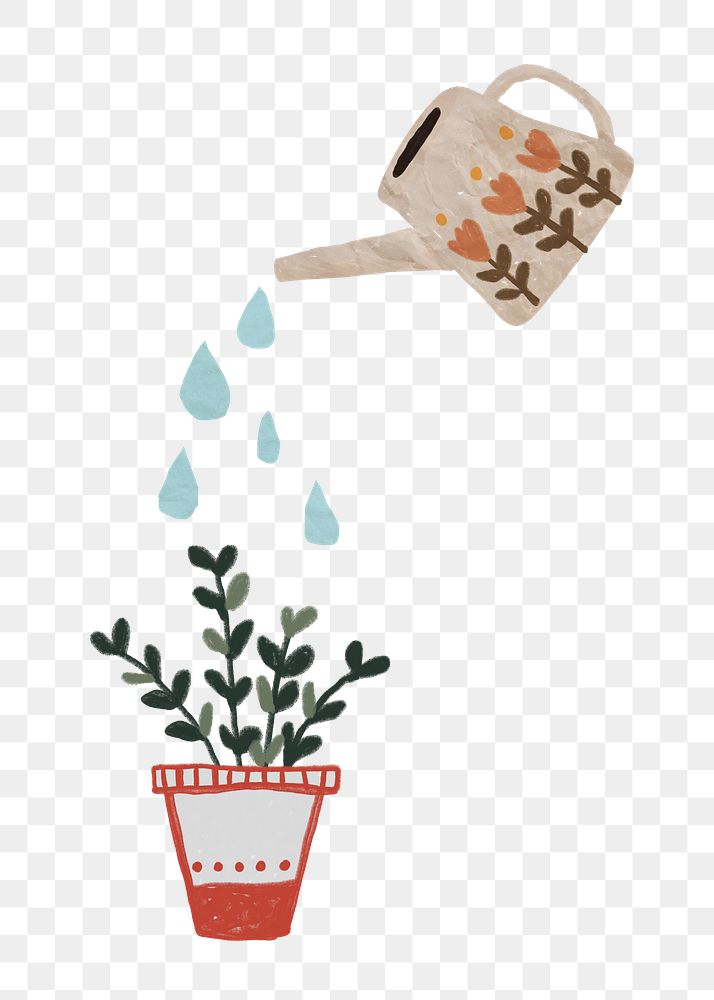 Can watering plant png hobby sticker, transparent background