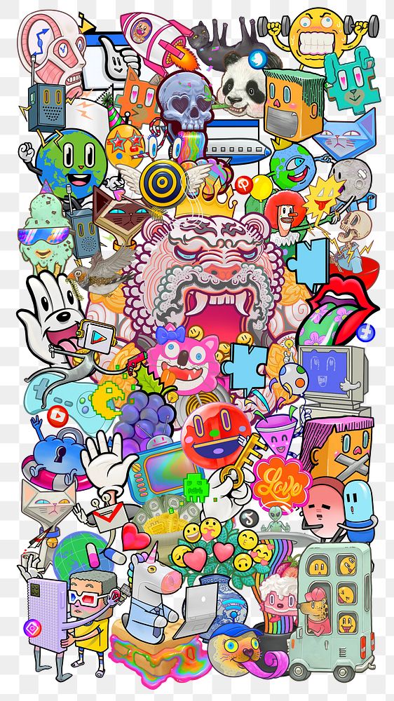 Funky neo graffiti png sticker, abstract cartoon illustration, transparent background