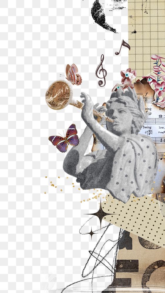 Ephemera border png vintage paper collage sticker, transparent background