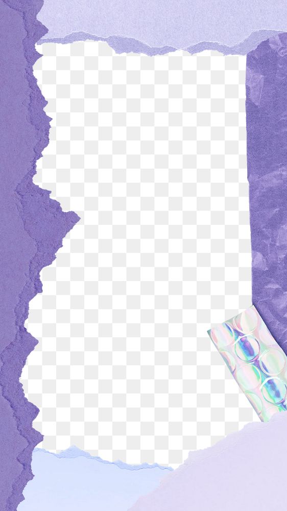 PNG purple torn paper frame, transparent background