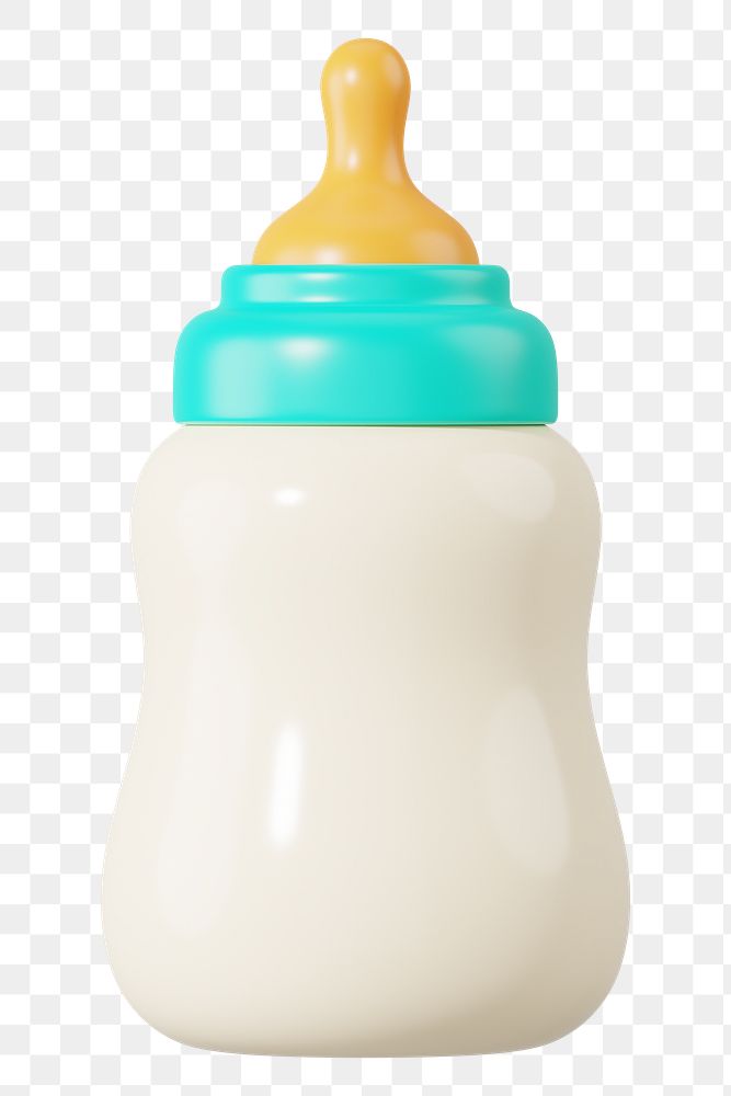 Baby milk bottle png 3D, transparent background