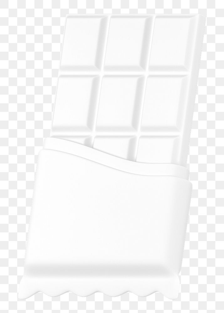 White chocolate bar png food, 3D illustration, transparent background