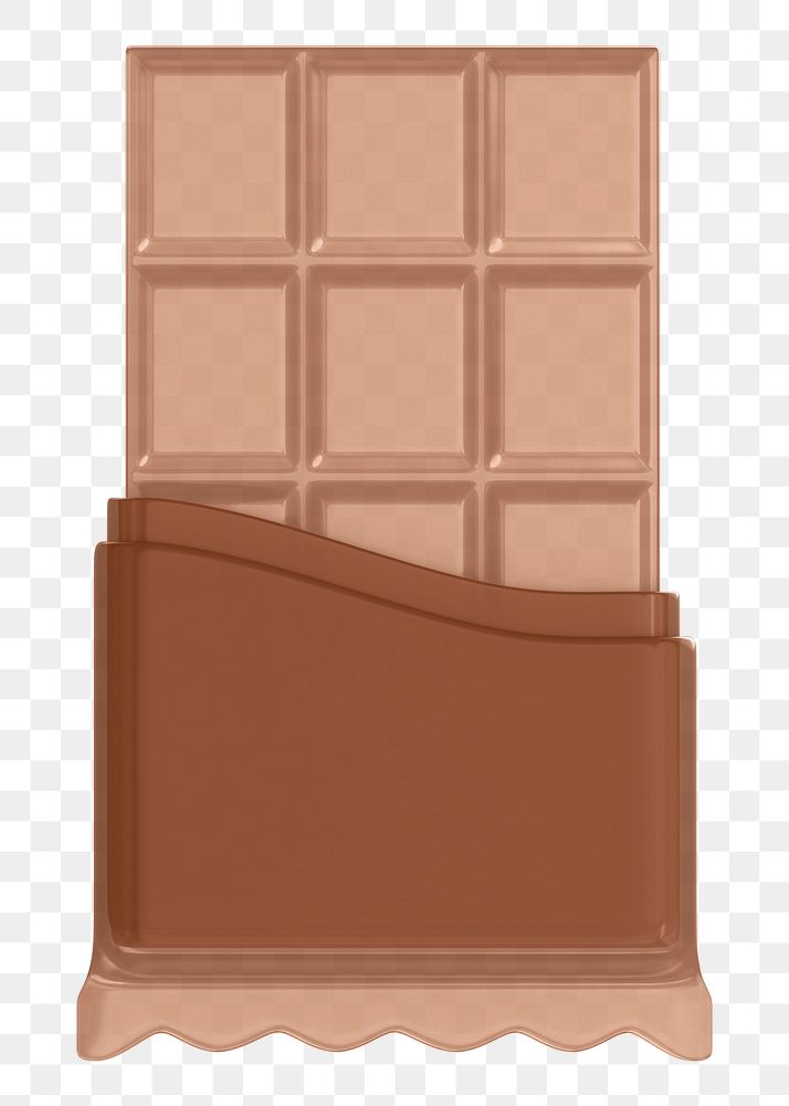 Chocolate bar png food, 3D illustration, transparent background