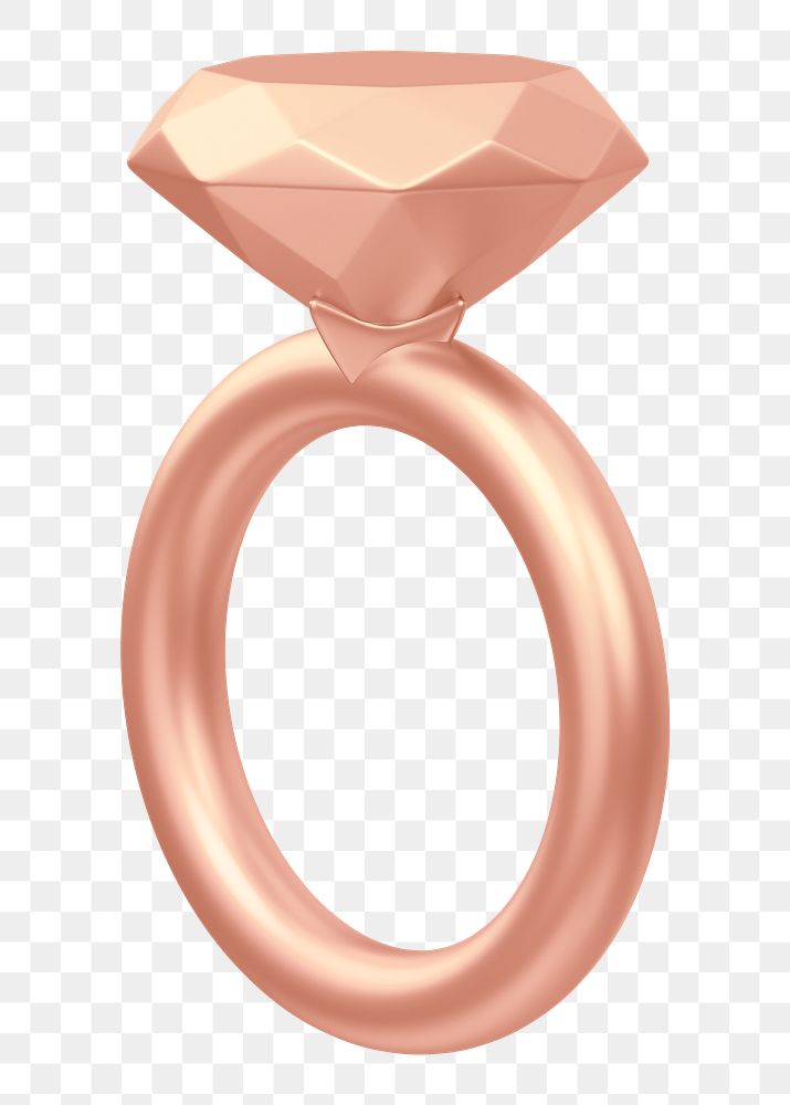 Copper diamond ring png 3D jewelry, transparent background
