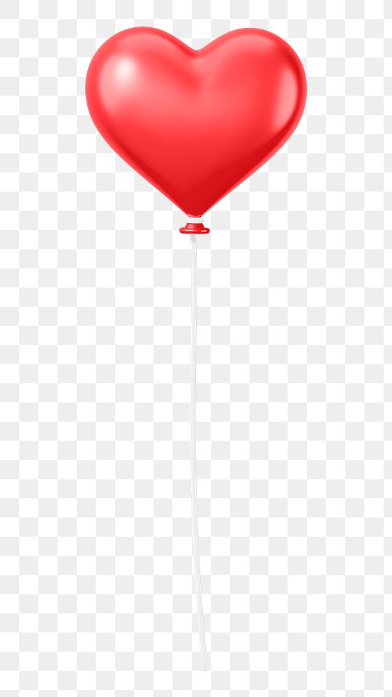 Red heart balloon png 3D element, transparent background