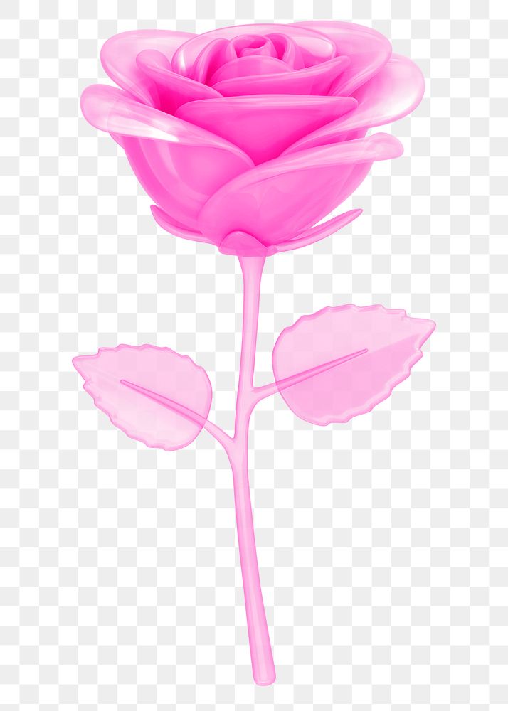 Pink rose png flower, 3D illustration, transparent background