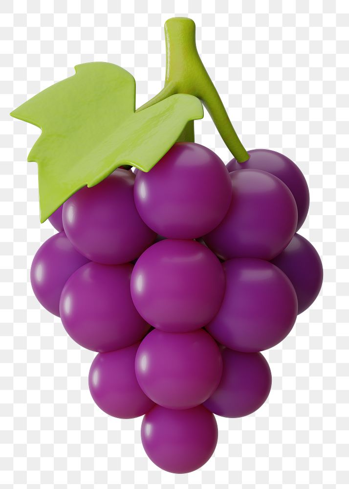 PNG 3D grapes fruit, element illustration, transparent background