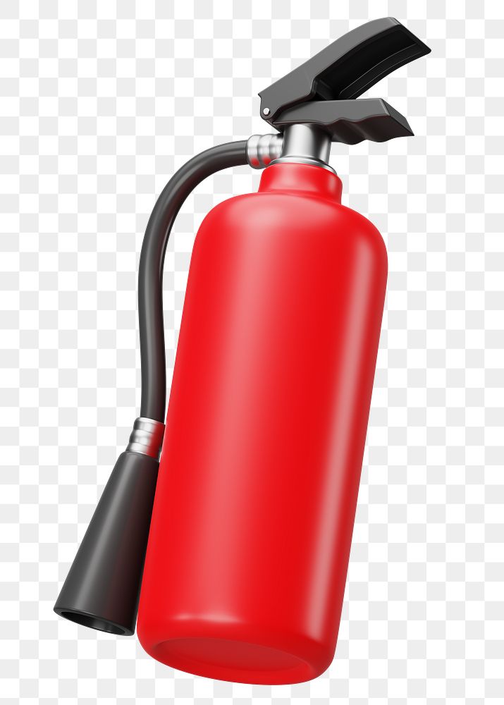 PNG 3D fire extinguisher, element illustration, transparent background